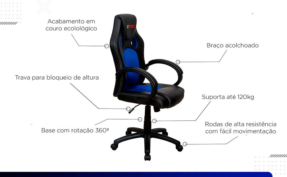 Cadeira Gamer Goldentec GT Blue